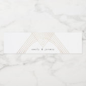 Goldene Oval Geometrische Art Deco Gatsby Hochzeit Wasserflaschenetikett (Einzelnes Label)