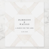 Goldene Oval Geometrische Art Deco Gatsby Hochzeit Weinetikett (Einzelnes Label)