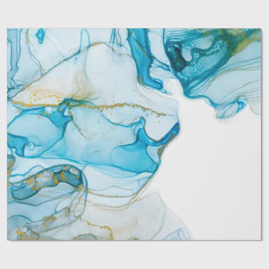 Goldene Ozeanwellen. Reichhaltiges abstraktes Bild Geschenkpapier (Flach)