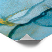 Goldene Ozeanwellen. Reichhaltiges abstraktes Bild Poster (Ecke)