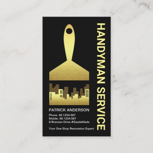 Goldene Paint Brush City Silhouette Visitenkarte (Vorderseite)