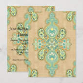 Goldene Paisley Einladung (Vorne/Hinten)