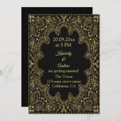 Goldene Paisley Line Einladung (Vorne/Hinten)