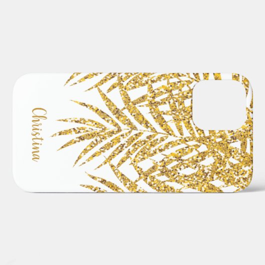 Goldene Palm-Fronten Name Personalisiert Weiß Glit Case-Mate iPhone Hülle (Rückseite (Horizontal))