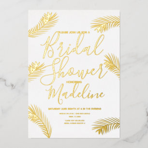 Goldene Palmblatt-Braut Hochzeitsdusche Folie gepr Folien Feiertagskarte