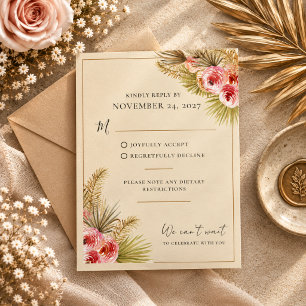 Goldene Palme Boho-Hochzeits-RSVP RSVP Karte