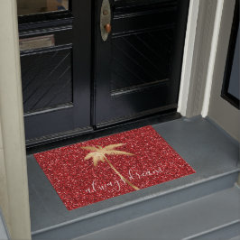 Goldene Palme Traumstrecke Roter Glitzer Fußmatte
