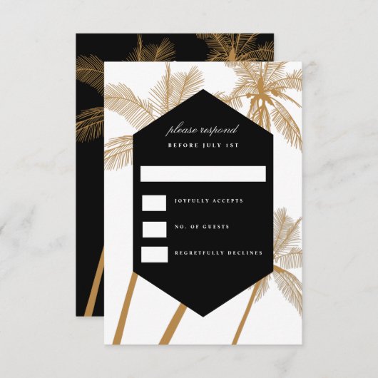 Goldene Palmen, ausgeklügelte Hochzeitsrate Einladung (Vorne/Hinten)