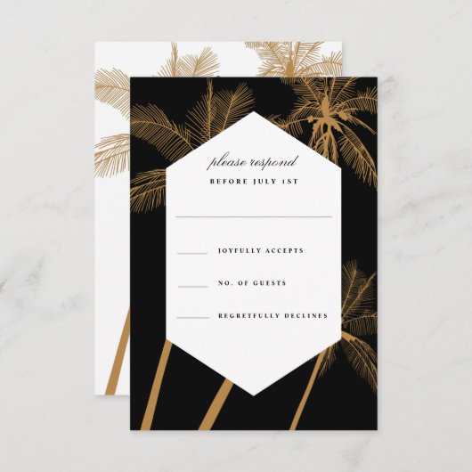 Goldene Palmen, ausgeklügelte Hochzeitsrate Einladung (Vorne/Hinten)