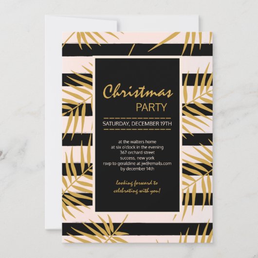 Goldene Palmen Einladung (Vorderseite)