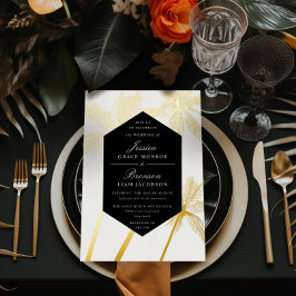 goldene Palmen, raffinierte tropische Hochzeit Folieneinladung