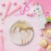 Goldene Palmen Rosa Ombre Pappteller (Party)