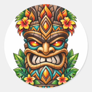 Goldene Palmkrone Tiki-Aufkleber Runder Aufkleber