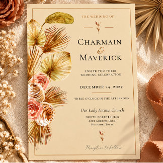 Goldene Palmwedding-Einladung im Boho-Stil RSVP Karte