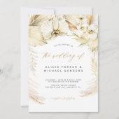 Goldene Pampas-Gras-Ochsen-Hochzeit Einladung (Vorderseite)