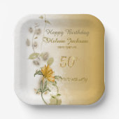 Goldene Papierplatten zum 50. Geburtstag  Pappteller (Vorderseite)