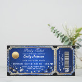 Goldene Parteiticket-Einladung (Stehend Vorderseite)