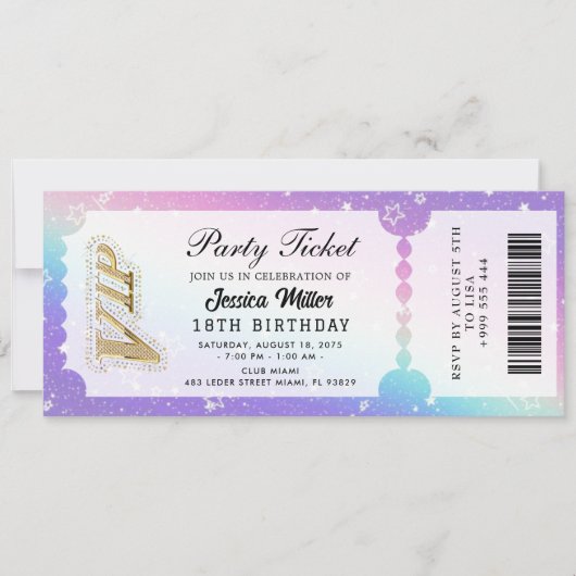 Goldene Parteiticket-Einladung Einladung (Vorderseite)