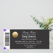 Goldene Parteiticket-Einladung Einladung (Stehend Vorderseite)