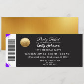 Goldene Parteiticket-Einladung Einladung (Vorne/Hinten)