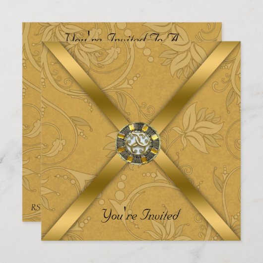 Goldene Party Einladung (Vorne/Hinten)