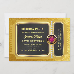 Goldene Party-Ticket-Einladung Einladung
