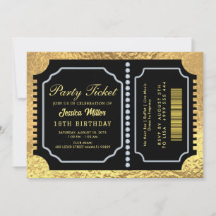 Goldene Party-Ticket-Einladung Einladung