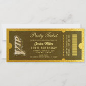 Goldene Party-Ticket-Einladung Einladung (Vorderseite)
