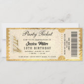 Goldene Party-Ticket-Einladung Einladung (Vorderseite)
