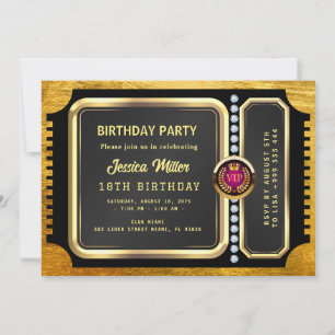 Goldene Party-Ticket-Einladung Einladung