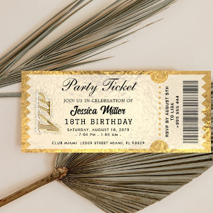 Goldene Party-Ticket-Einladung Einladung