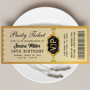 Goldene Party-Ticket-Einladung Einladung
