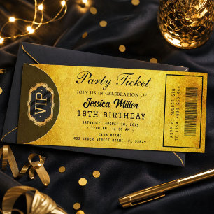 Goldene Party-Ticket-Einladung Einladung