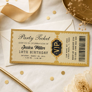 Goldene Party-Ticket-Einladung Einladung
