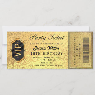 Goldene Party-Ticket-Einladung Einladung