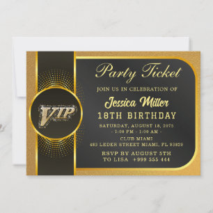 Goldene Party-Ticket-Einladung Einladung