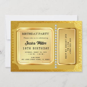 Goldene Party-Ticket-Einladung Einladung