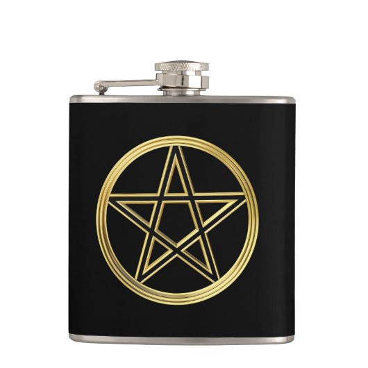 Goldene Pentagramm Flachmann (Vorderseite)