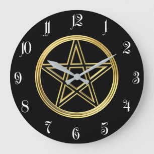Goldene Pentagramm Große Wanduhr