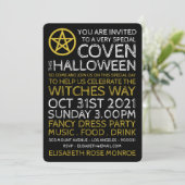 Goldene Pentagramm, Hexen-Halloween-Party Einladung (Stehend Vorderseite)