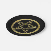 Goldene Pentagramm Pappteller (Schrägansicht)