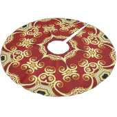 Goldene Perle: dekorative Rahmenzeichnung. Polyester Weihnachtsbaumdecke (Schrägansicht)