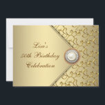 Goldene Perle Frauen 50. Geburtstagsparty Einladung<br><div class="desc">Eleganter Gold- und Goldwirl geblüht mit dem Golden 50. Geburtstag der Perlmittelfrau.</div>