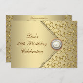 Goldene Perle Frauen 50. Geburtstagsparty Einladung (Vorne/Hinten)