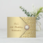 Goldene Perle Frauen 50. Geburtstagsparty Einladung (Stehend Vorderseite)