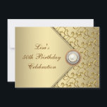 Goldene Perle Frauen 50. Geburtstagsparty Einladung<br><div class="desc">Eleganter Gold- und Goldwirl geblüht mit dem Golden 50. Geburtstag der Perlmittelfrau.</div>