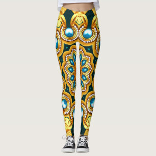 Goldene Perlen-Dekorrahmen-Illustration Leggings