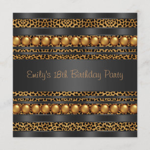 Goldene Perlen Leoparden Mädchen 18. Geburtstagsfe Einladung