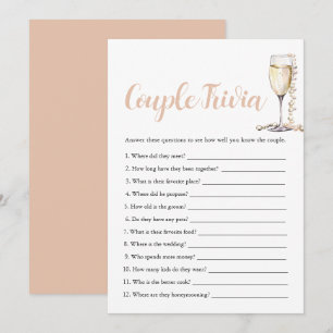 Goldene Perlen & Prosecco Paare Trivia Braut-Spiel Einladung
