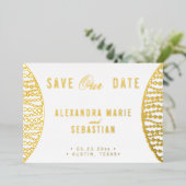 Goldene Perlen Save the Date Gold Folieneinladung (Stehend vorne)